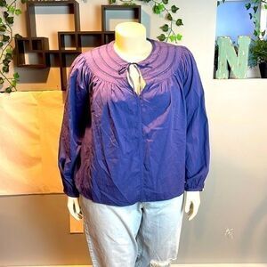 Universal Thread Women's Size L‎ Blue Balloon Sleeve Tie Front Long Sleeve
